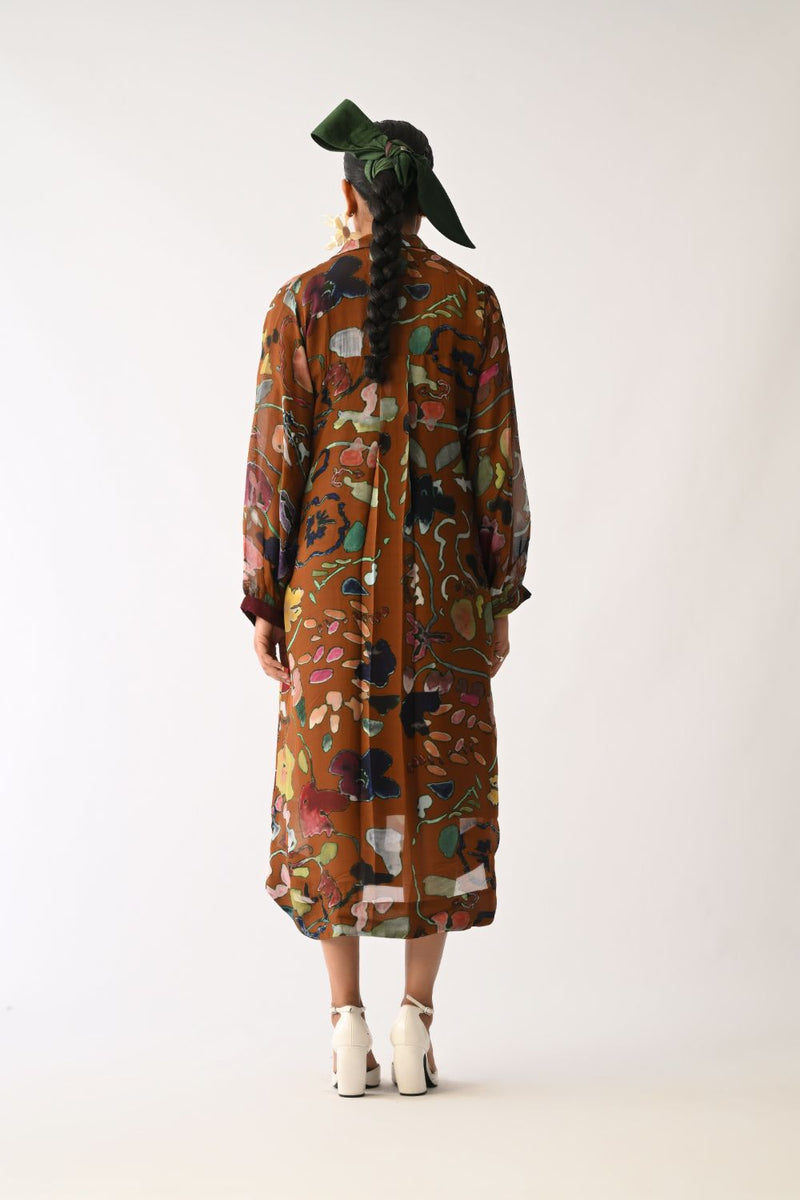 Luminia Brown Wrap Dress organza dress by O'Frida in brown for women Worldwide