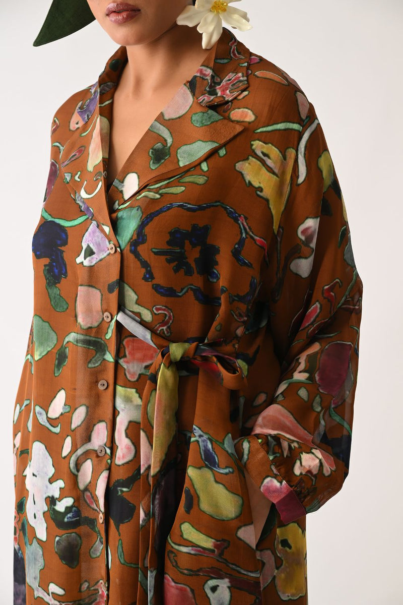 Luminia Brown Wrap Dress organza dress by O'Frida in brown for women Worldwide