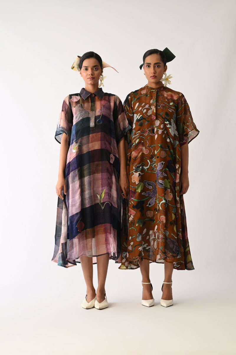 Luminia Brown Overlay Dress organza dress by O'Frida in brown for women Worldwide