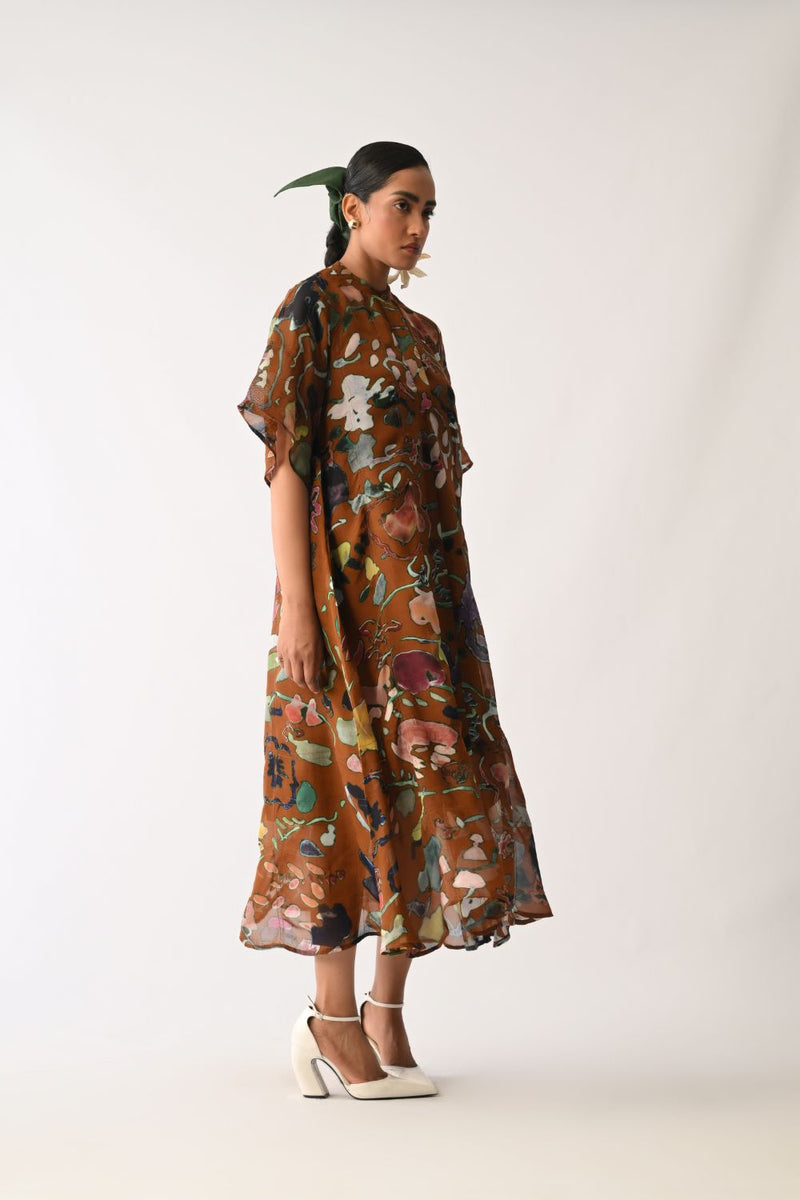 Luminia Brown Overlay Dress organza dress by O'Frida in brown for women Worldwide