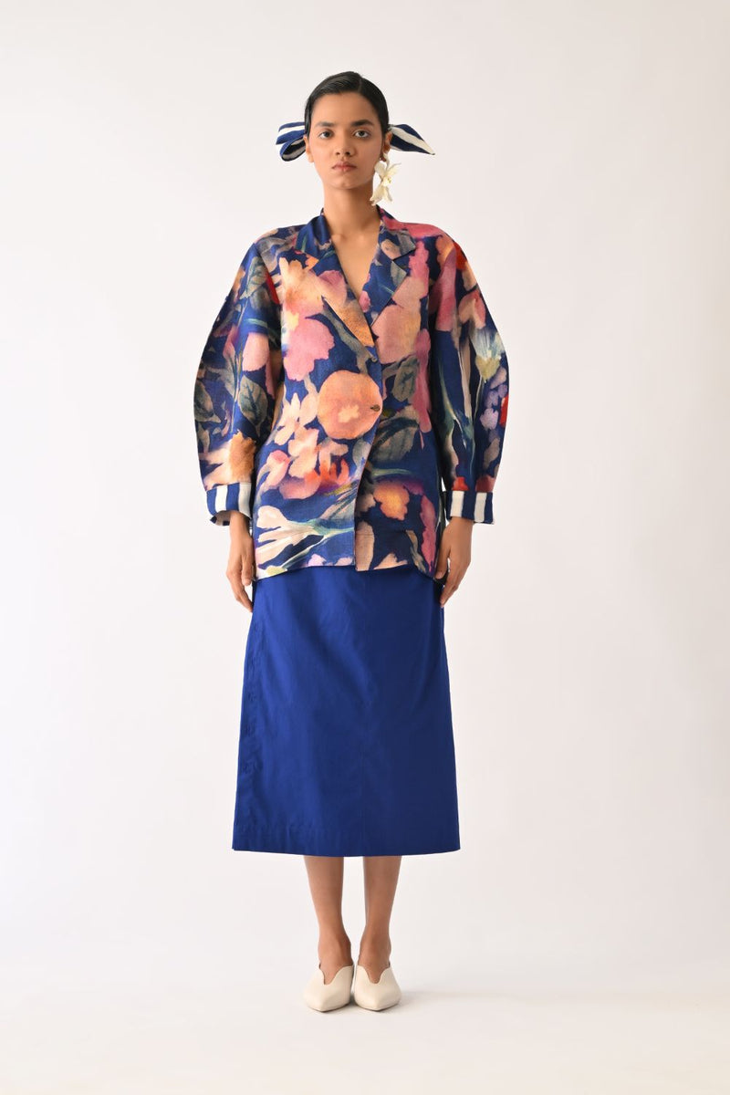Liberty RB Serpent Jacket cotton jacket/overlay by O'Frida in royal blue for women Worldwide