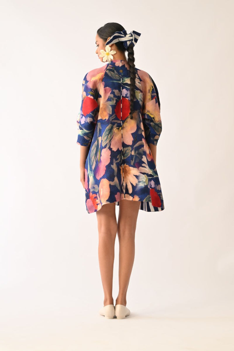 Liberty RB Bubble Sleeve Aline Short Dress

 cotton dress by O'Frida in royal blue for women Worldwide