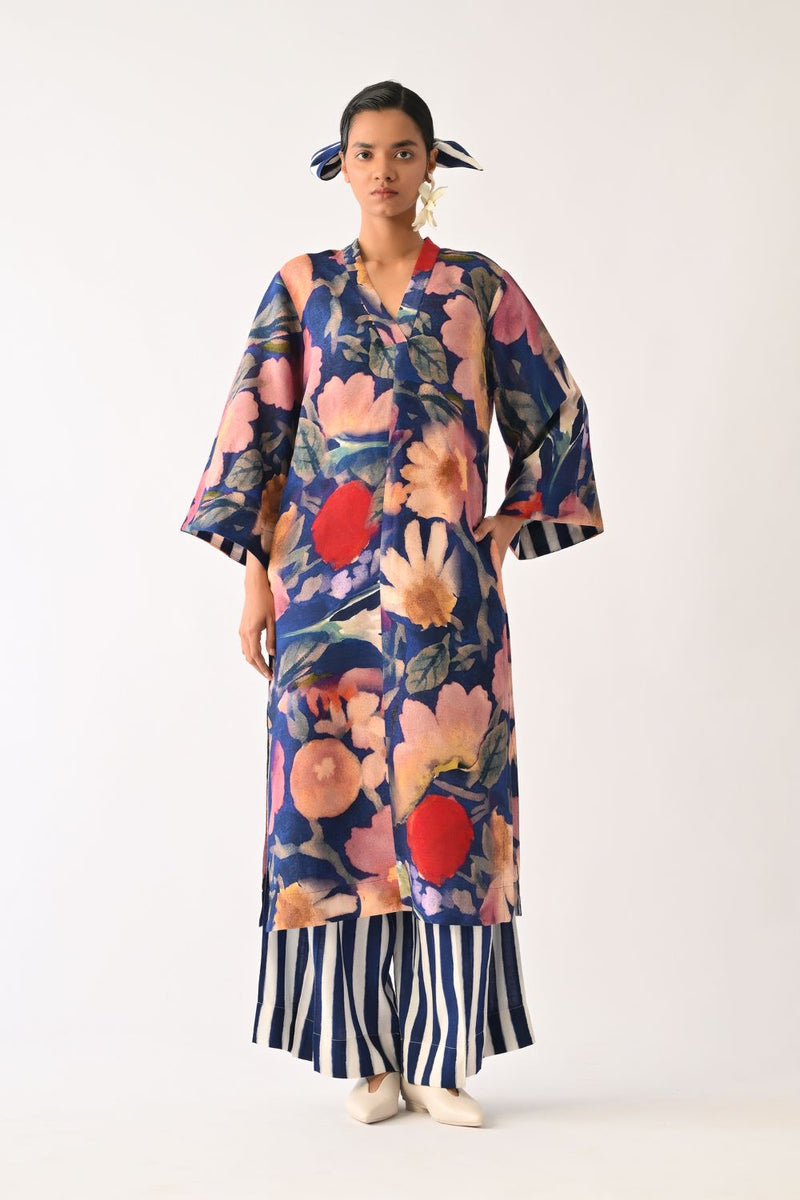 Liberty RB Kurta cotton light kurta set by O'Frida in royal blue for women Worldwide