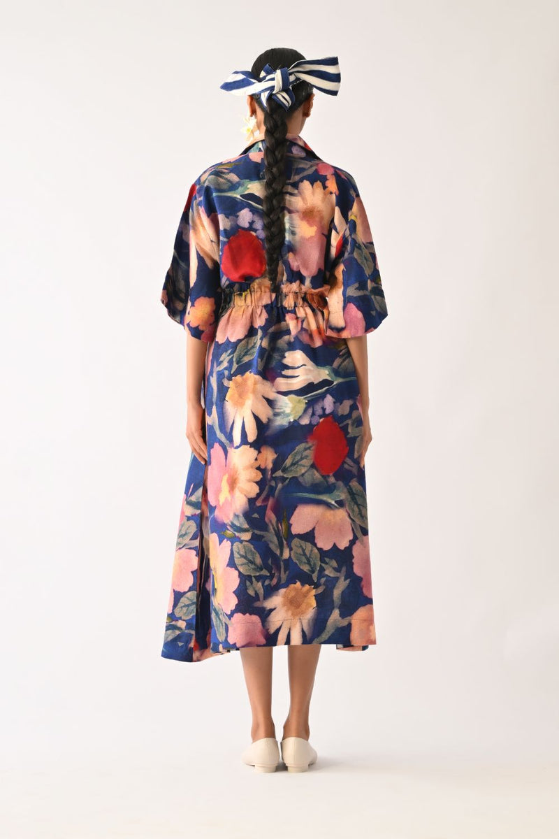 Liberty RB Poem Dress cotton dress by O'Frida in royal blue for women Worldwide
