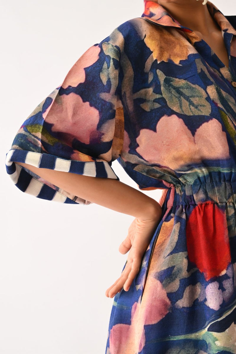 Liberty RB Poem Dress cotton dress by O'Frida in royal blue for women Worldwide