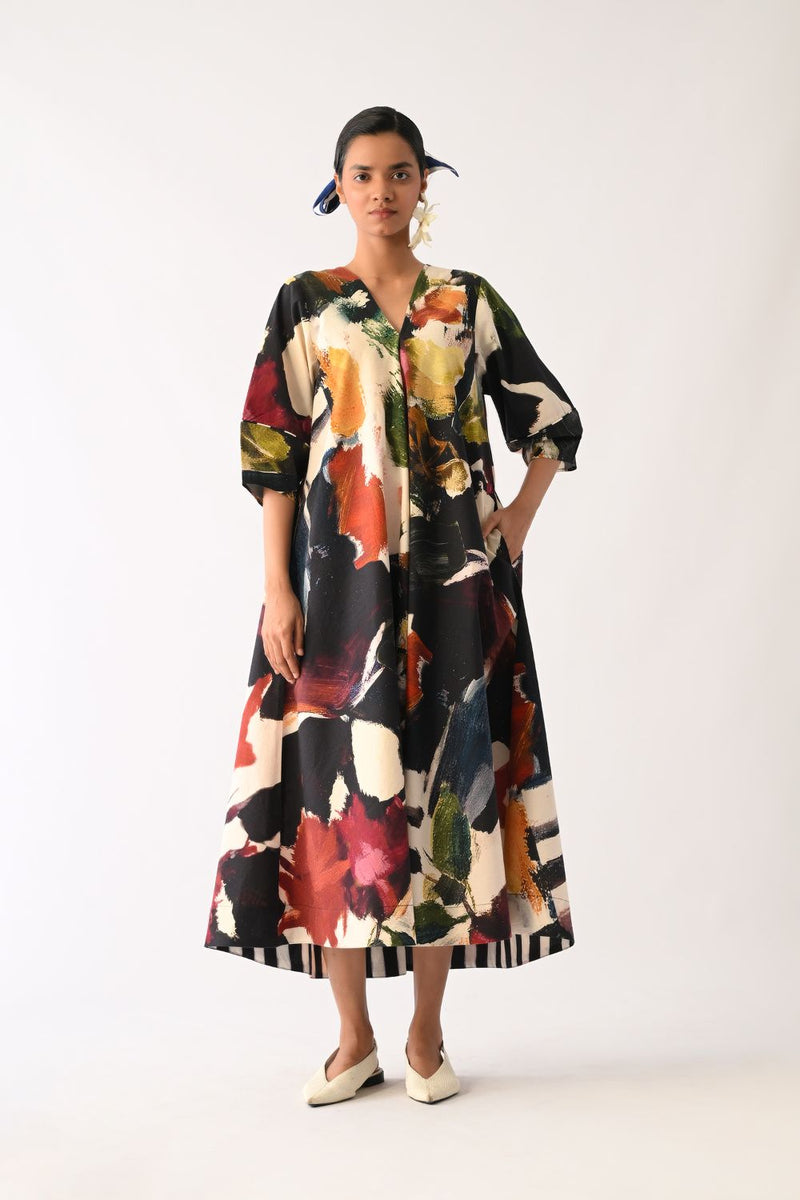 Noir Mayflower Dress cotton dress by O'Frida in multicolour for women Worldwide