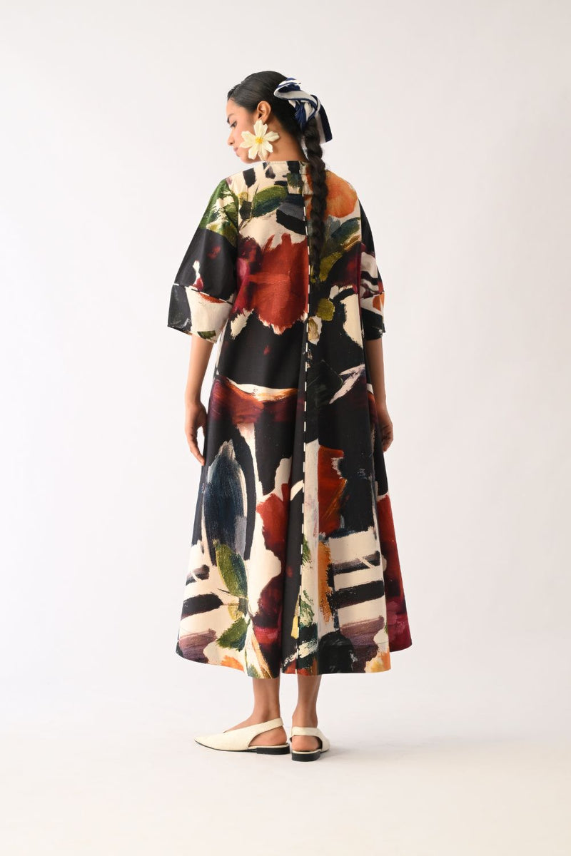 Noir Mayflower Dress cotton dress by O'Frida in multicolour for women Worldwide