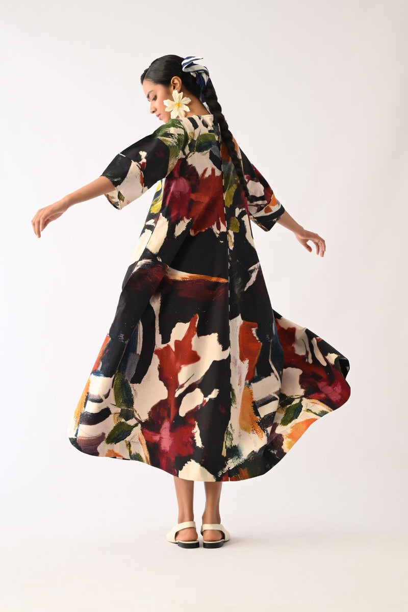 Noir Mayflower Dress cotton dress by O'Frida in multicolour for women Worldwide