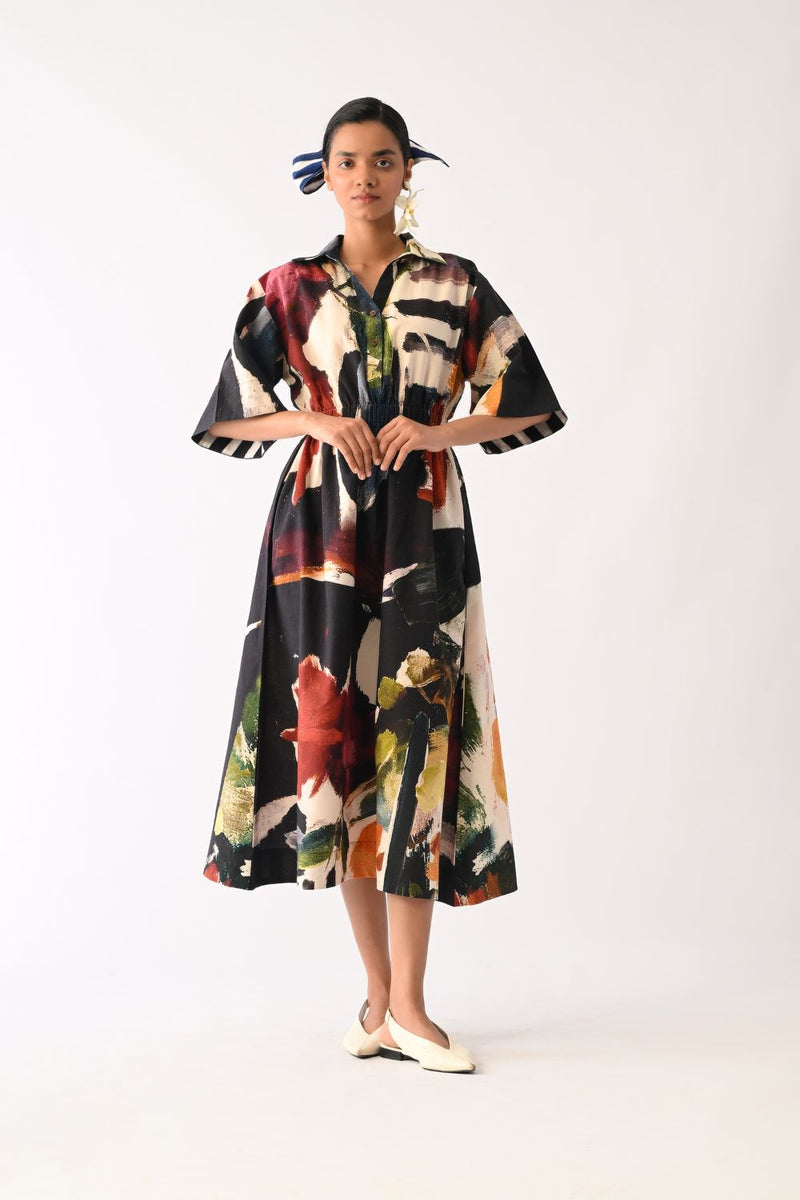 Noir Poem Dress cotton dress by O'Frida in multicolour for women Worldwide