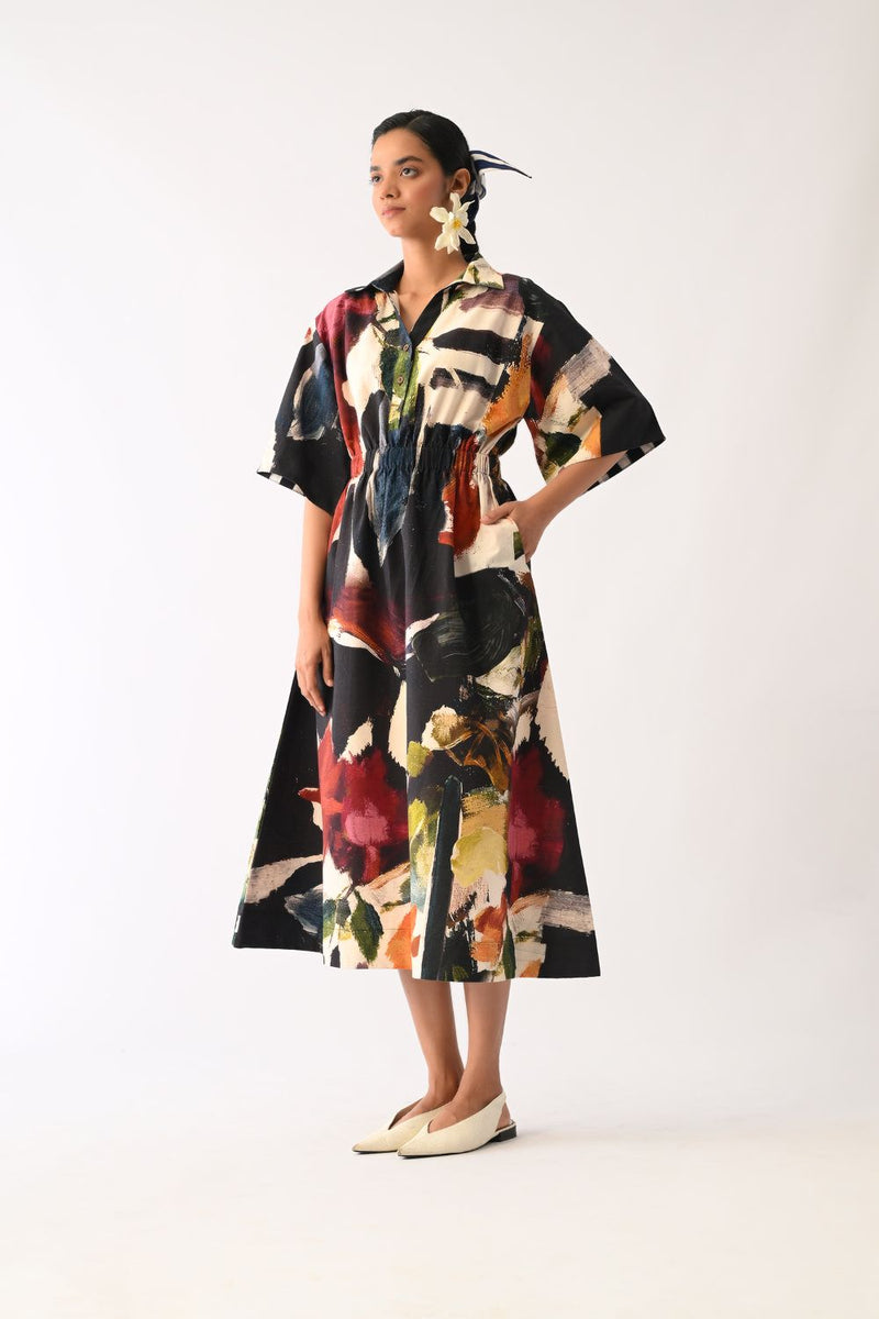 Noir Poem Dress cotton dress by O'Frida in multicolour for women Worldwide