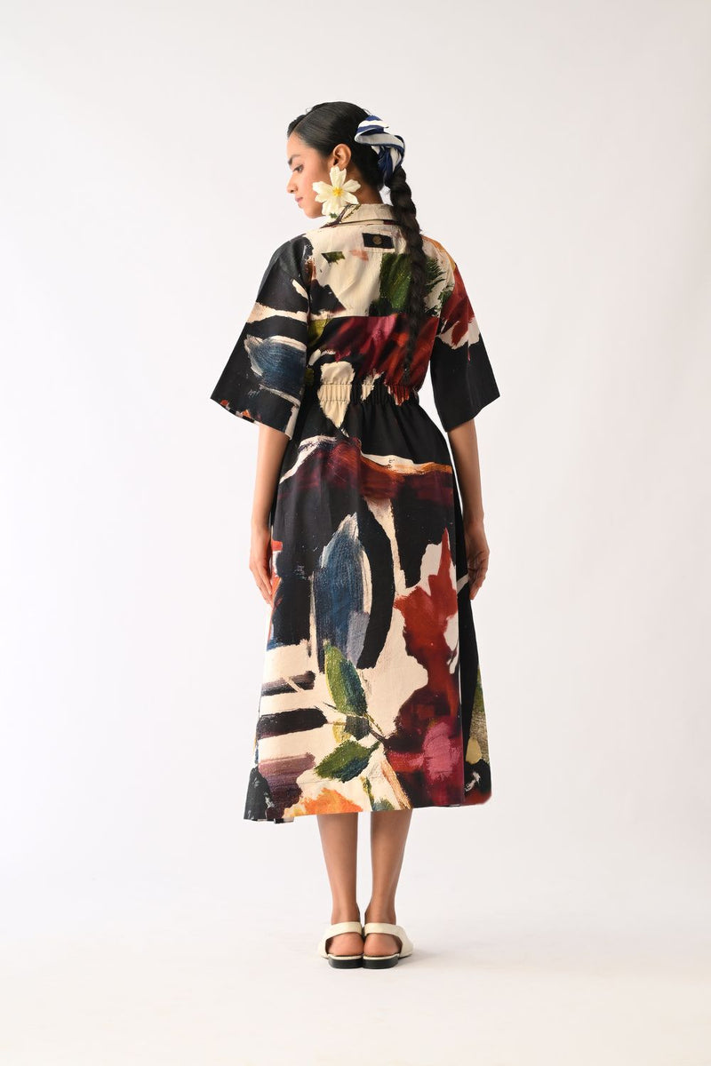 Noir Poem Dress cotton dress by O'Frida in multicolour for women Worldwide