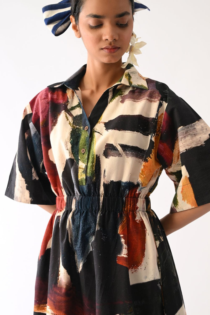 Noir Poem Dress cotton dress by O'Frida in multicolour for women Worldwide