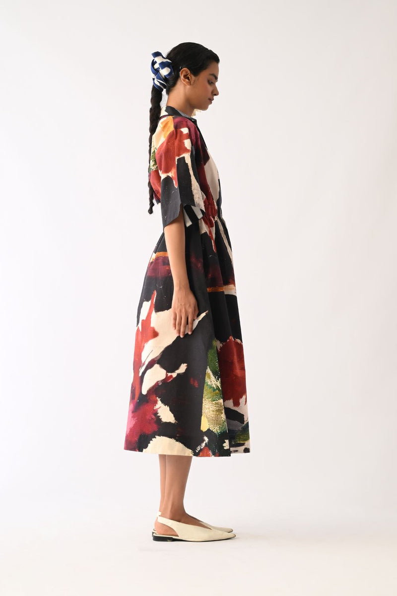 Noir Poem Dress cotton dress by O'Frida in multicolour for women Worldwide