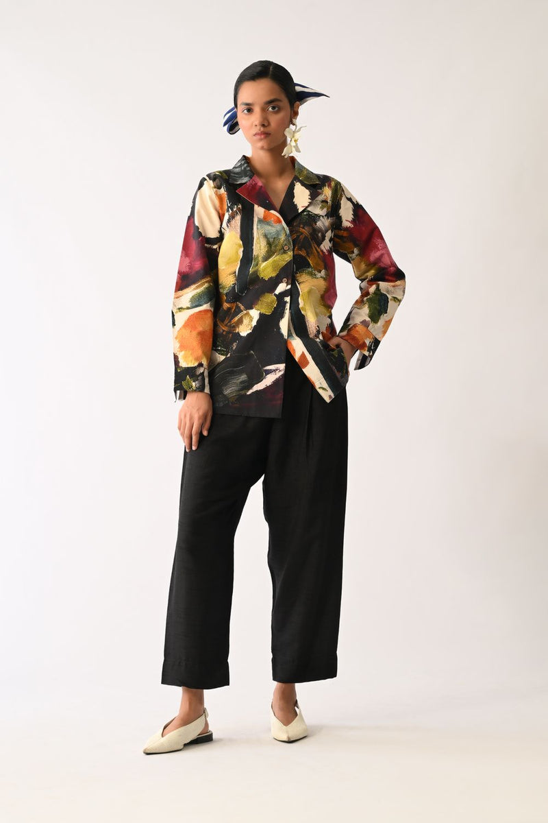 Noir Cuban Shirt cotton top/shirt by O'Frida in multicolour for women Worldwide