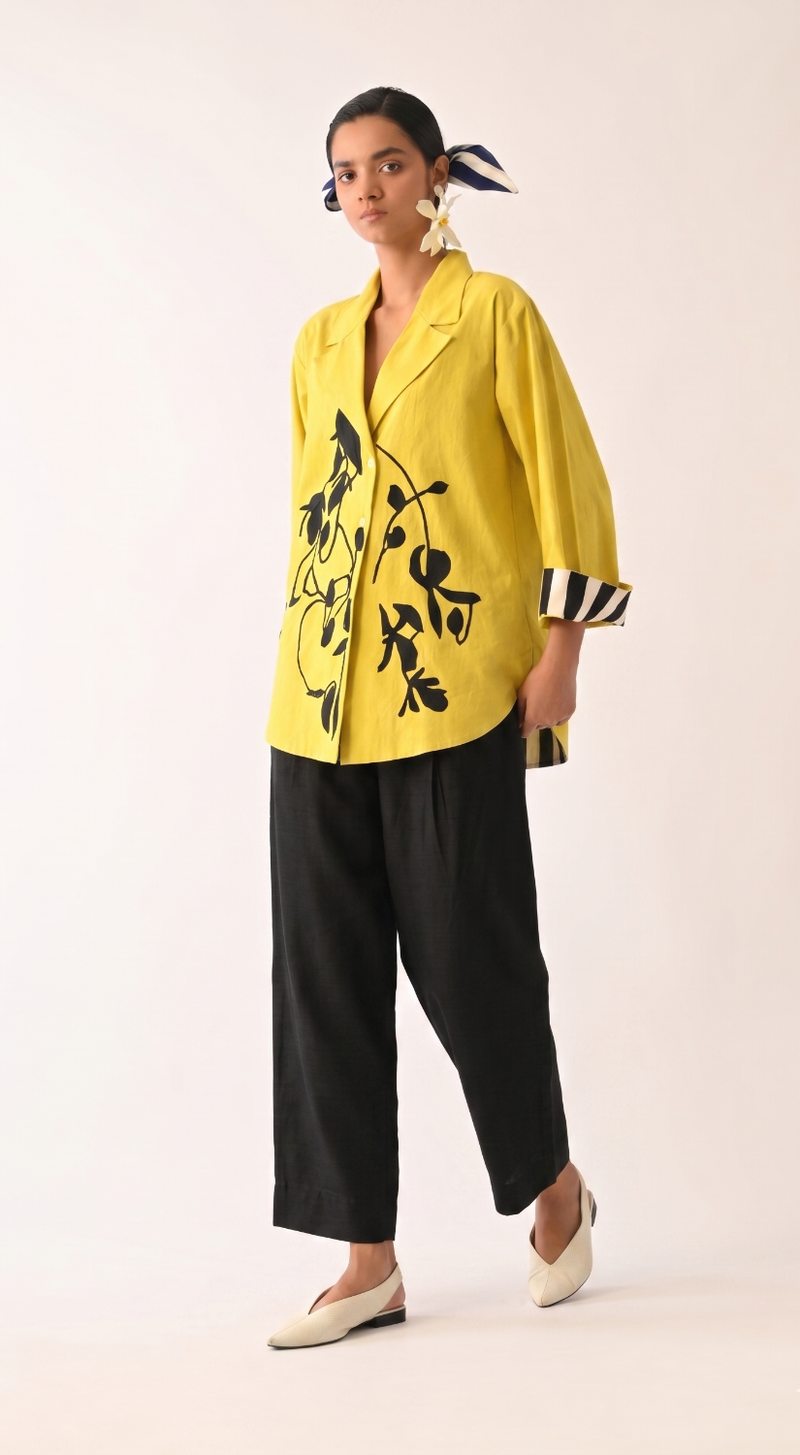 Mono Citrus Psyflora Appliqué Set poplin co-ord set by O'Frida in citrus for women Worldwide