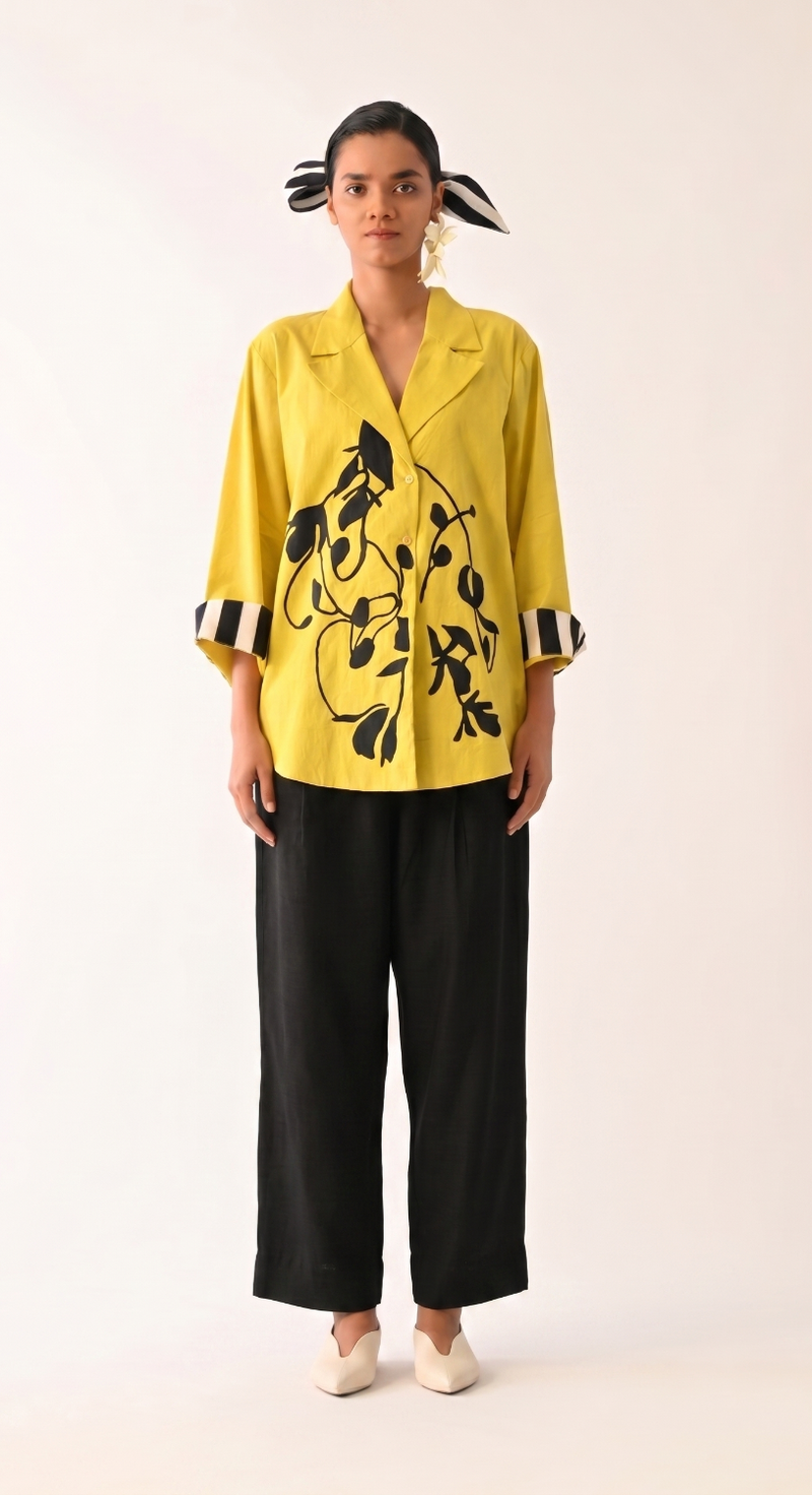 Mono Citrus Psyflora Appliqué Set poplin co-ord set by O'Frida in citrus for women Worldwide