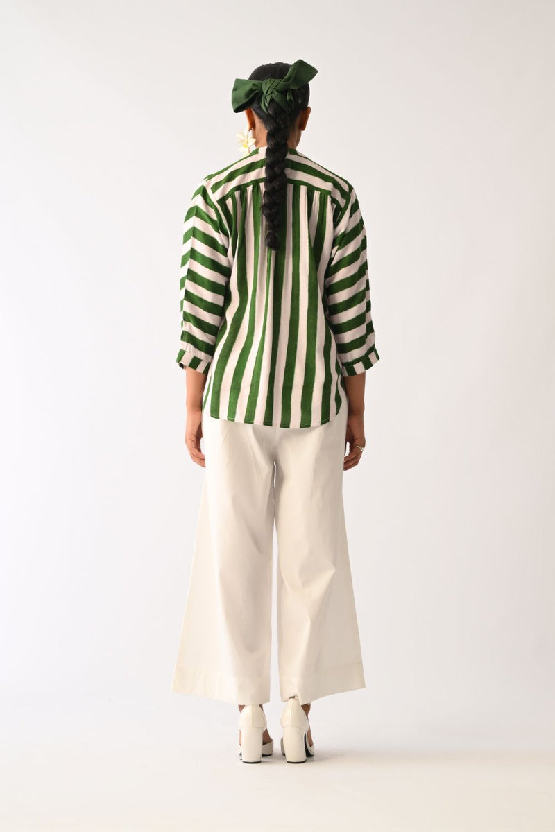 Revolt G Rj Appliqué Pant Set cotton co-ord set by O'Frida in green & white for women Worldwide
