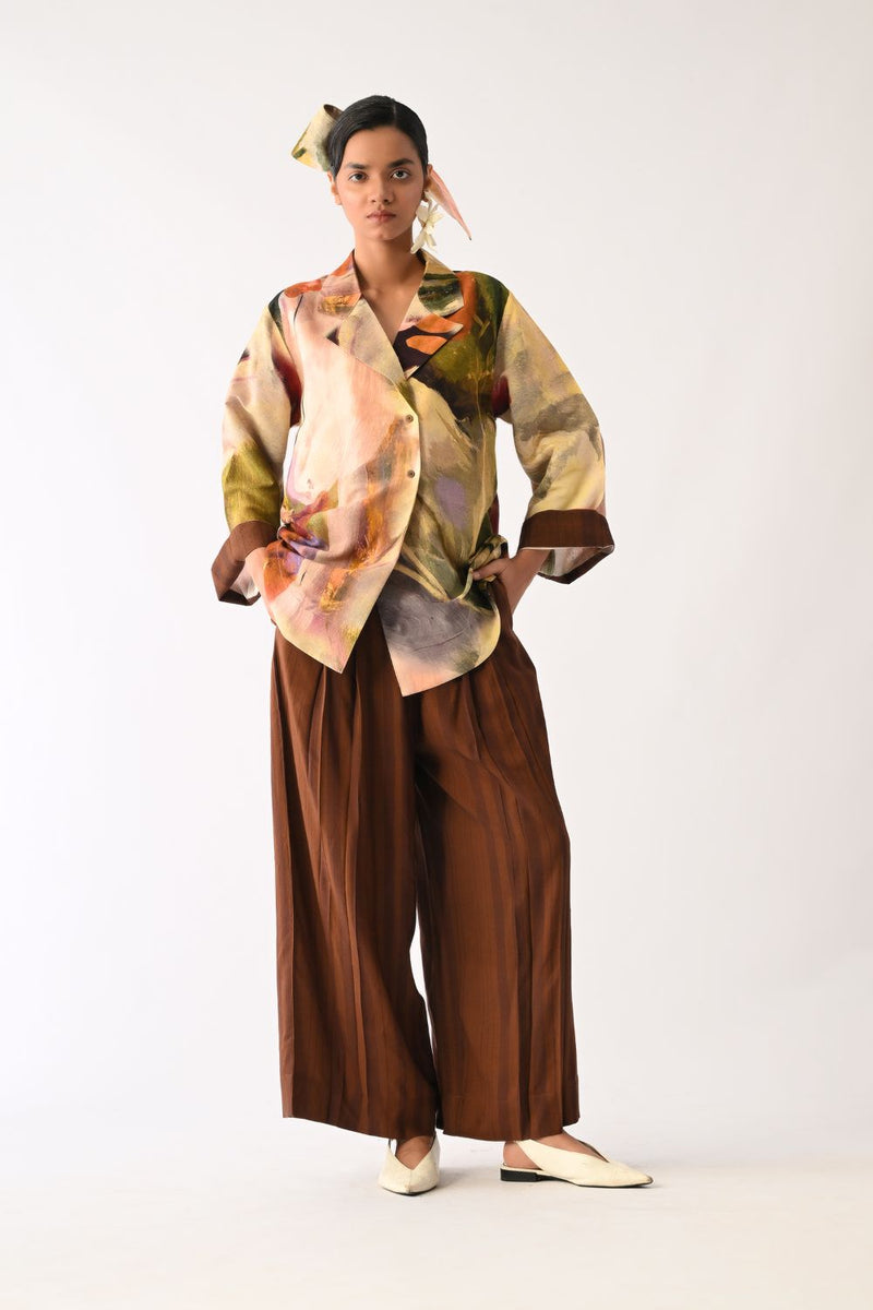 Pollen Psyflora Shirt Set cotton co-ord set by O'Frida in multicolour for women Worldwide