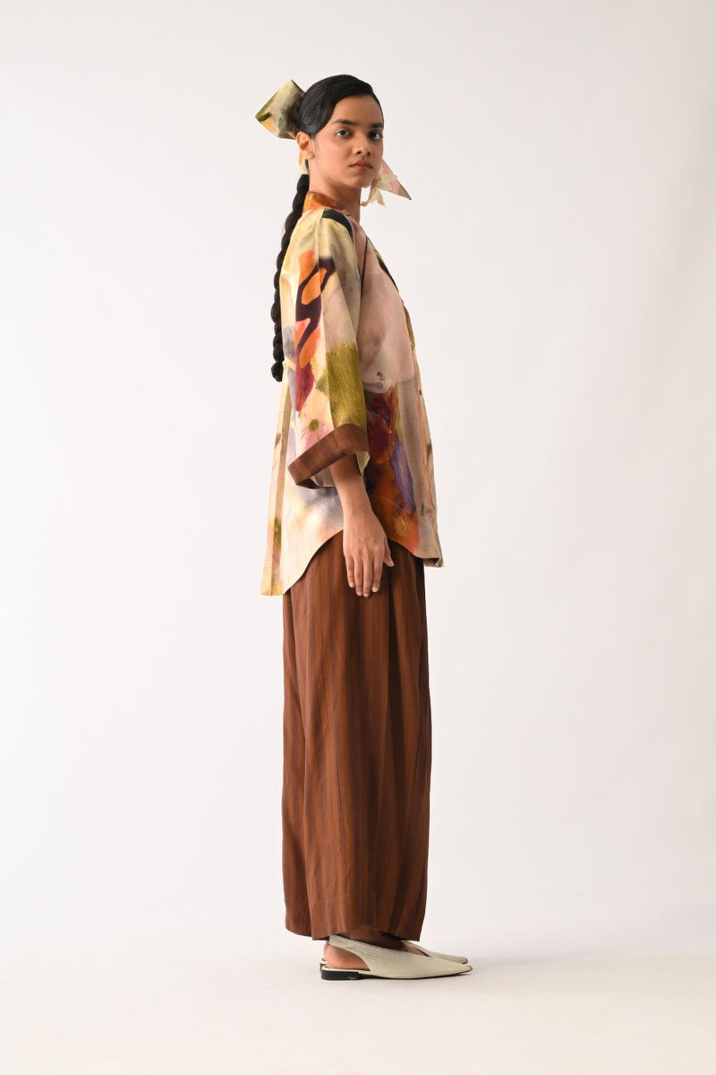Pollen Psyflora Shirt Set cotton co-ord set by O'Frida in multicolour for women Worldwide