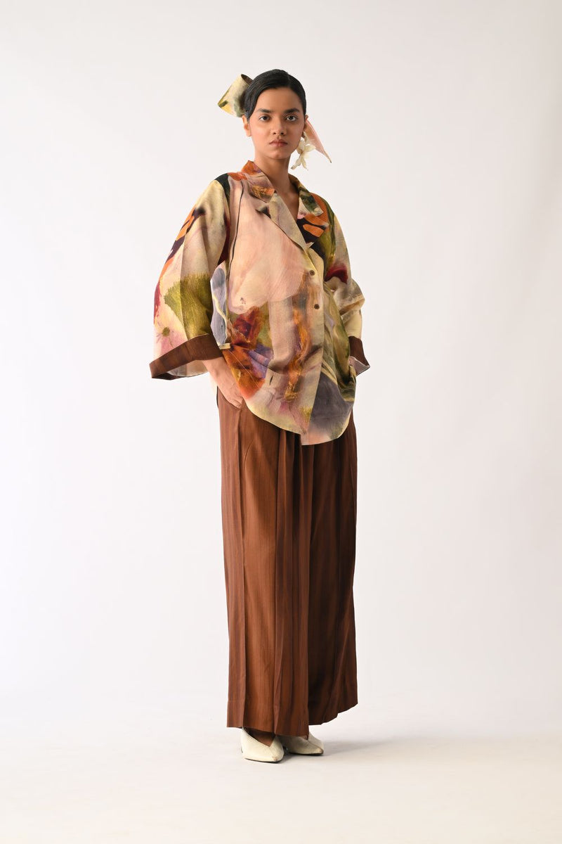 Pollen Psyflora Shirt Set cotton co-ord set by O'Frida in multicolour for women Worldwide