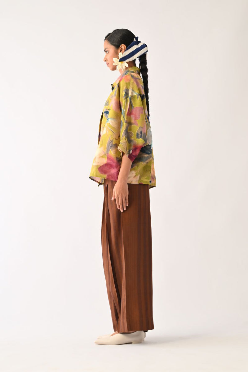 Liberty Olive Ae Shirt Set cotton co-ord set by O'Frida in olive for women Worldwide