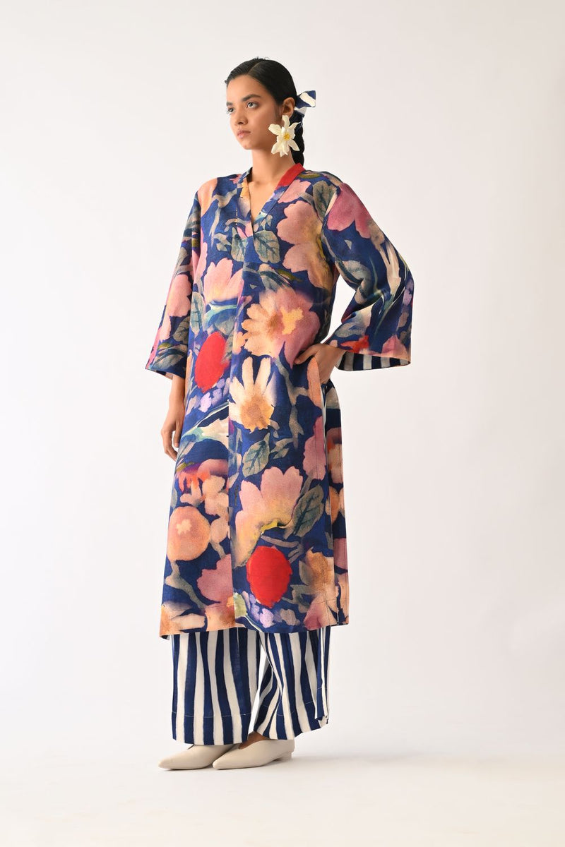 Liberty RB Kurta Set cotton light kurta set by O'Frida in royal blue for women Worldwide