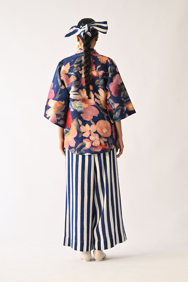 Liberty RB Ivy Shirt Set cotton co-ord set by O'Frida in royal blue for women Worldwide