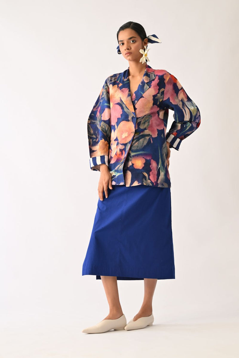 Liberty RB Serpent Jacket Set cotton co-ord set by O'Frida in royal blue for women Worldwide
