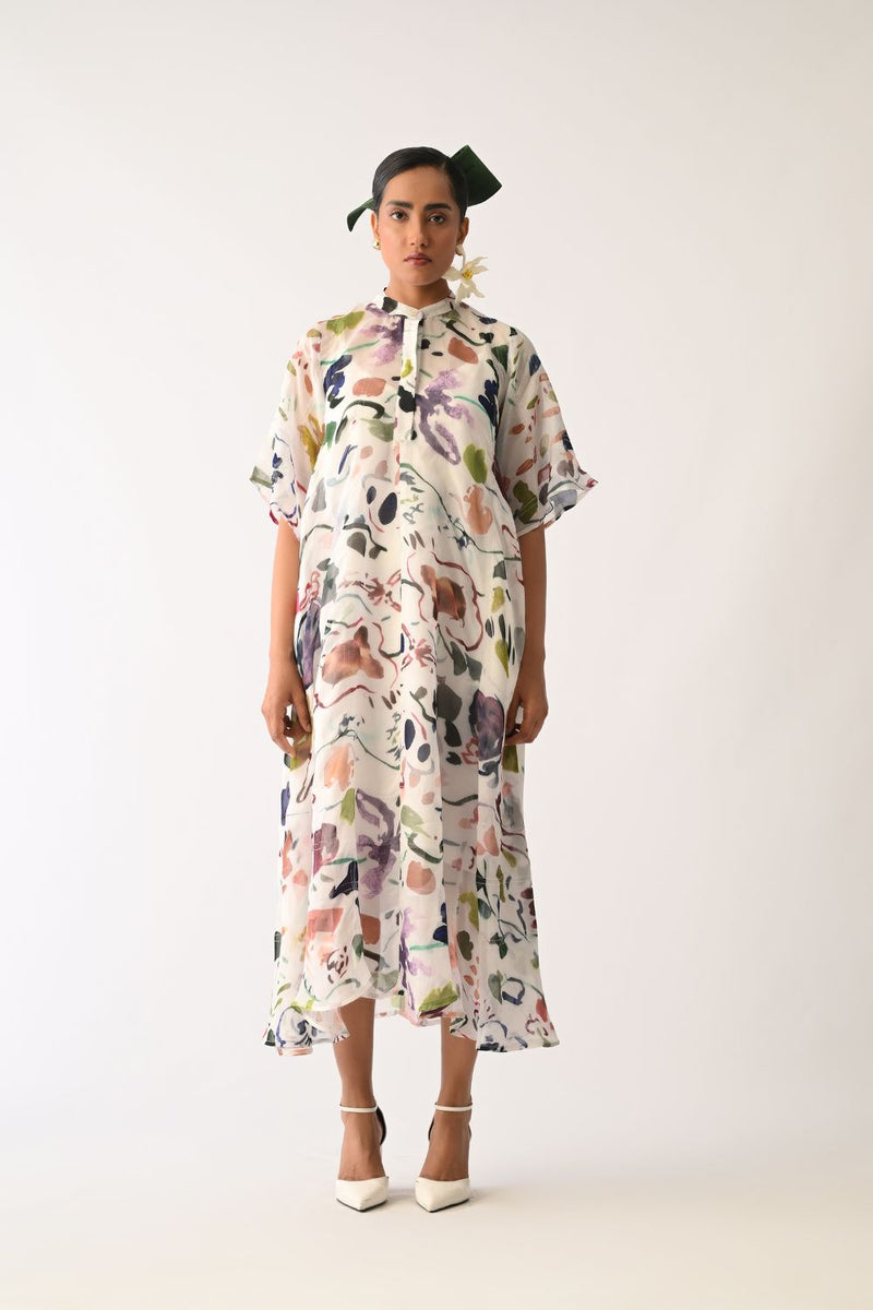 Luminia Ivory Overlay Set organza poplin co-ord set by O'Frida in ivory for women Worldwide