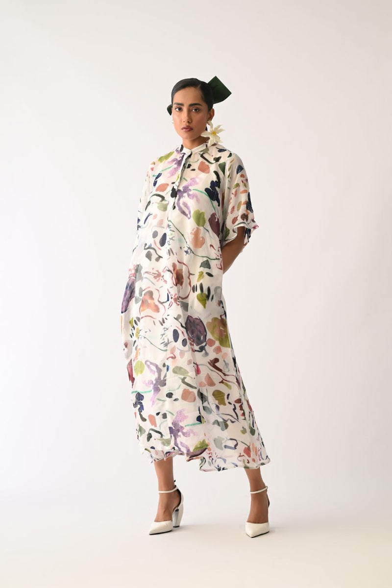 Luminia Ivory Overlay Set organza poplin co-ord set by O'Frida in ivory for women Worldwide
