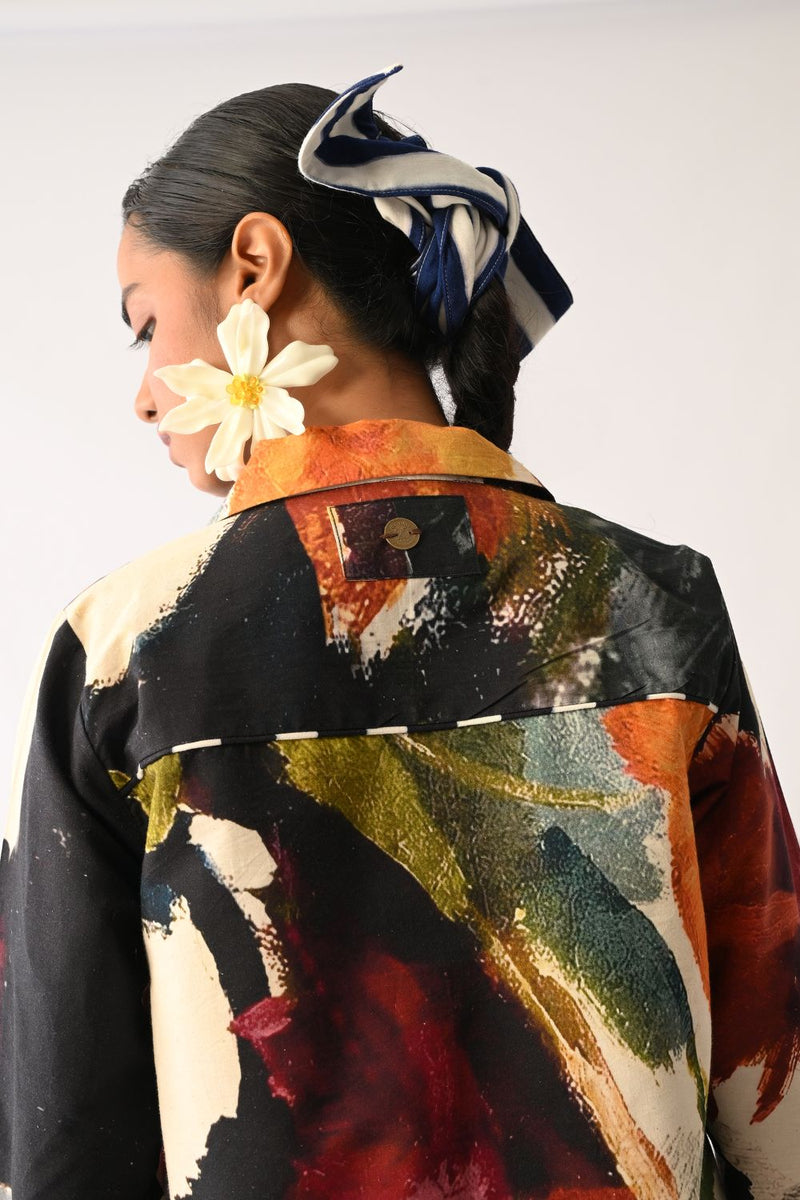 Noir Cuban Shirt Set cotton co-ord set by O'Frida in multicolour for women Worldwide
