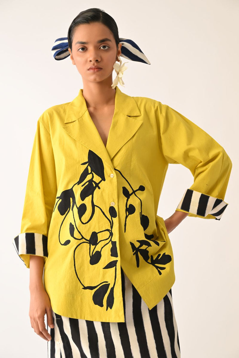 Mono Citrus Appliqué Jacket poplin jacket/overlay by O'Frida in citrus for women Worldwide