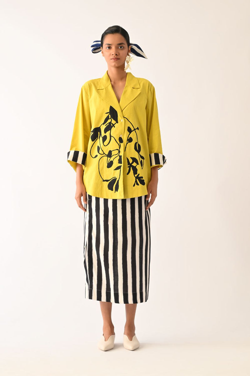Mono Citrus Appliqué Jacket poplin jacket/overlay by O'Frida in citrus for women Worldwide