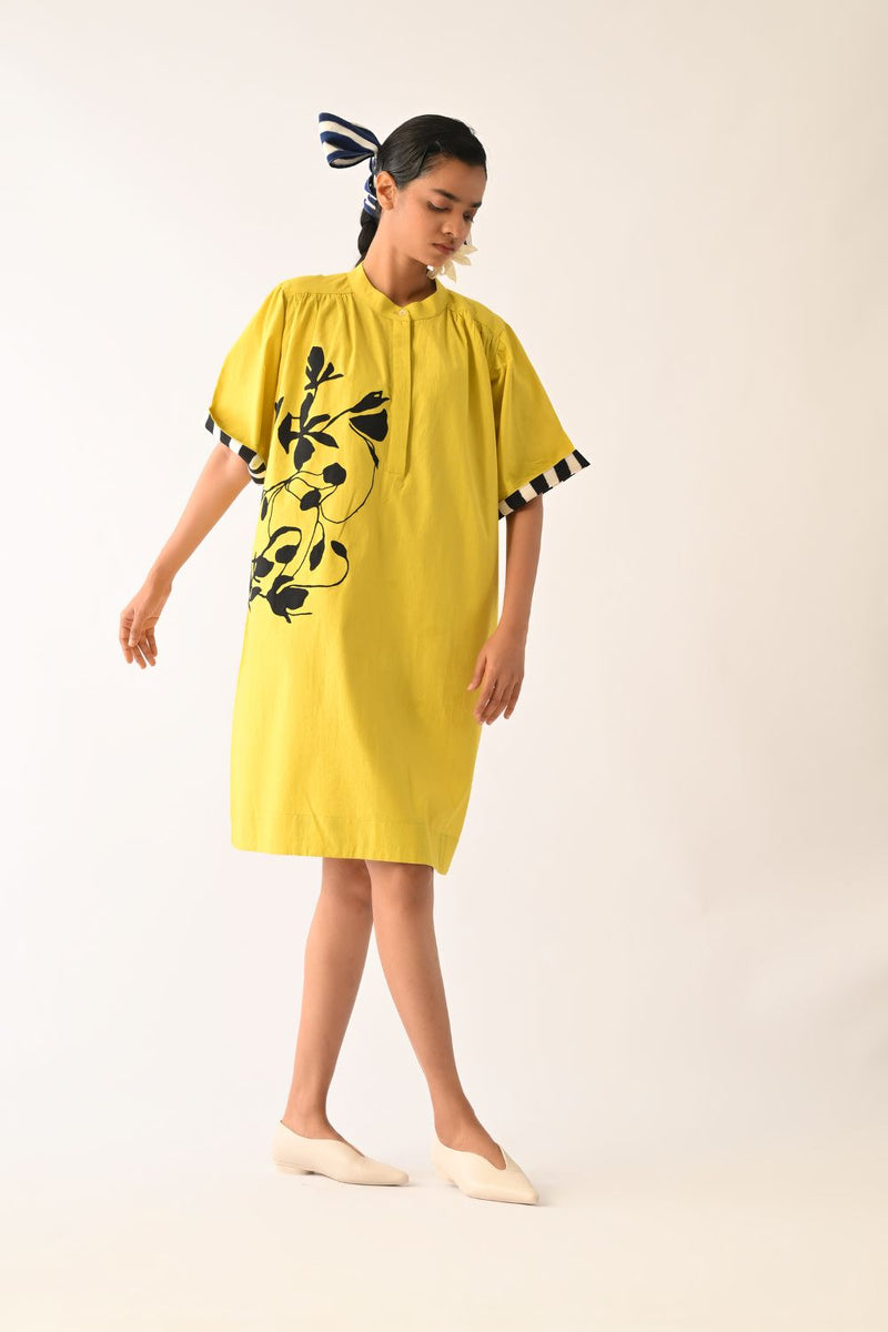 Mono Citrus Beach Appliqué Dress poplin dress by O'Frida in citrus for women Worldwide