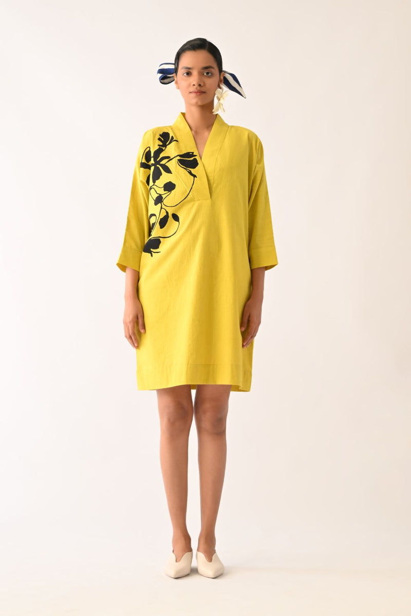Mono Citrus Sicily Appliqué Dress poplin dress by O'Frida in citrus for women Worldwide