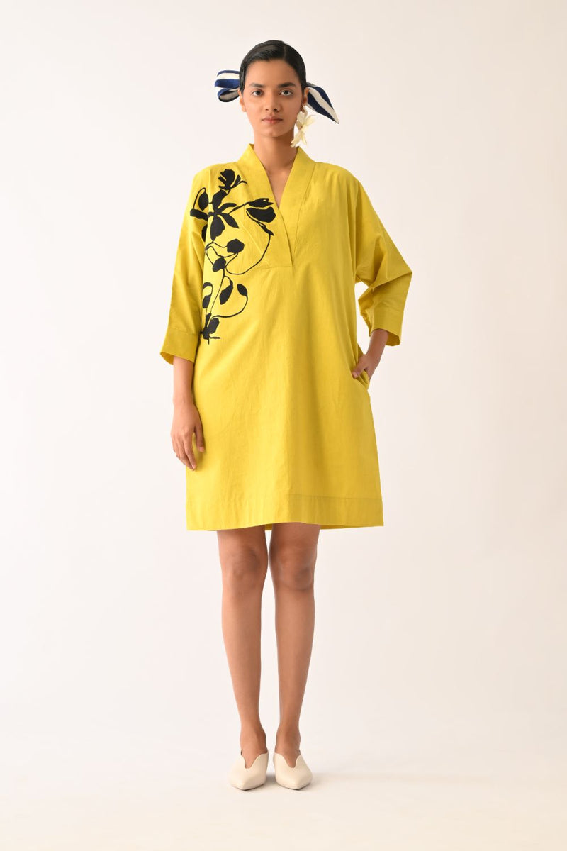 Mono Citrus Sicily Appliqué Dress poplin dress by O'Frida in citrus for women Worldwide