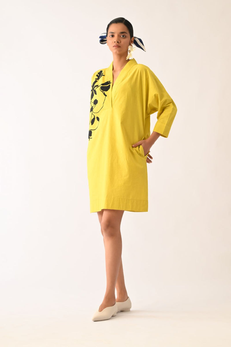 Mono Citrus Sicily Appliqué Dress poplin dress by O'Frida in citrus for women Worldwide