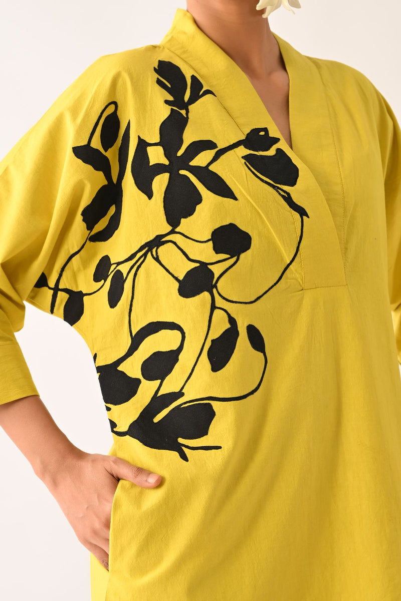 Mono Citrus Sicily Appliqué Dress poplin dress by O'Frida in citrus for women Worldwide