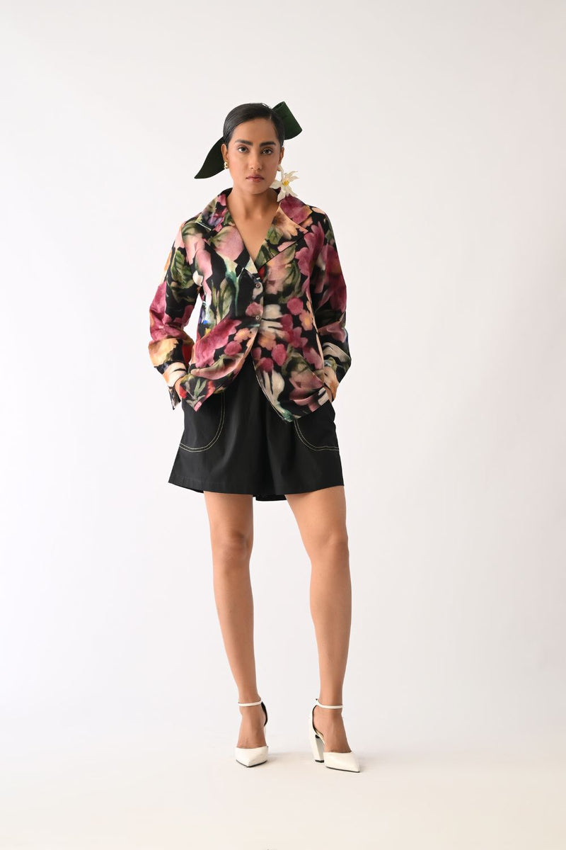 Black Shorts poplin shorts-for-women by O'Frida in all-black for women Worldwide