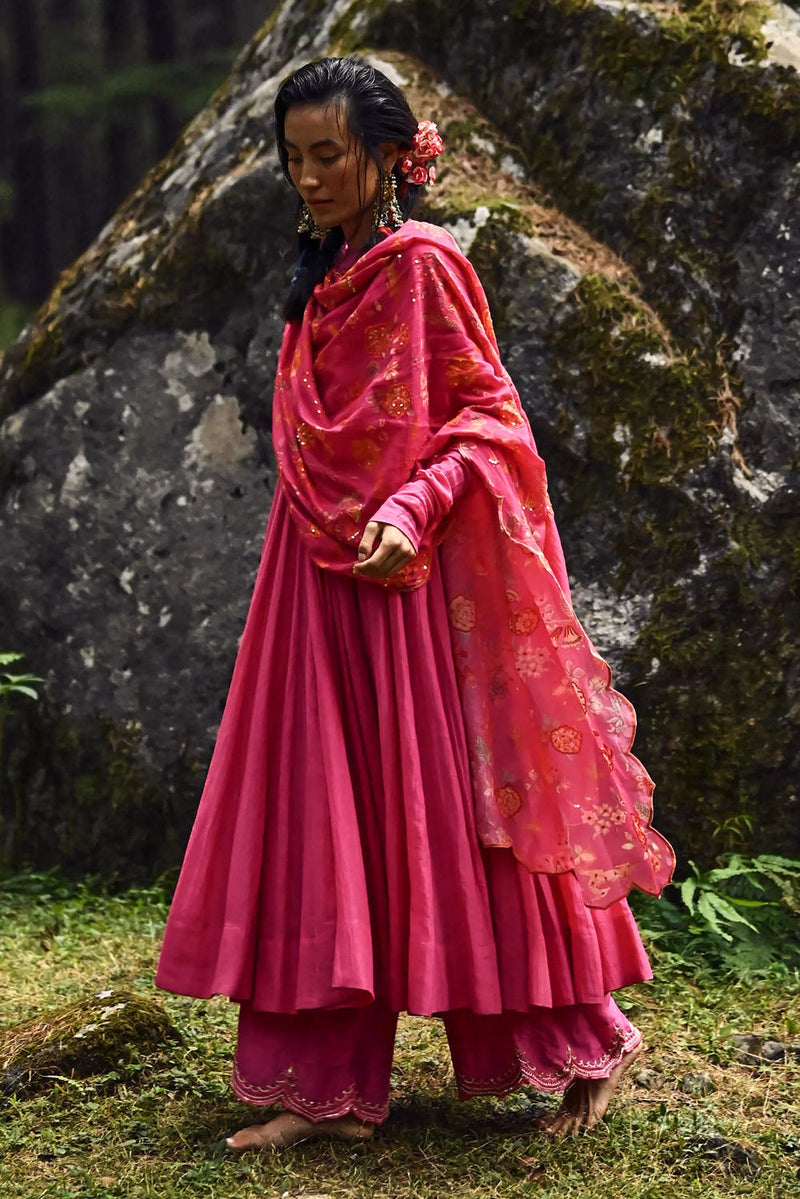 Osis Anarkali Set cotton silk by Paulmi & Harsh-kahan Sep'26 in pink for women Worldwide