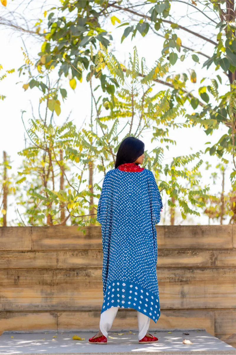 OVERLAP COWL TOP-BLUE1 silk by Dyelogue in blue color for women Worldwide