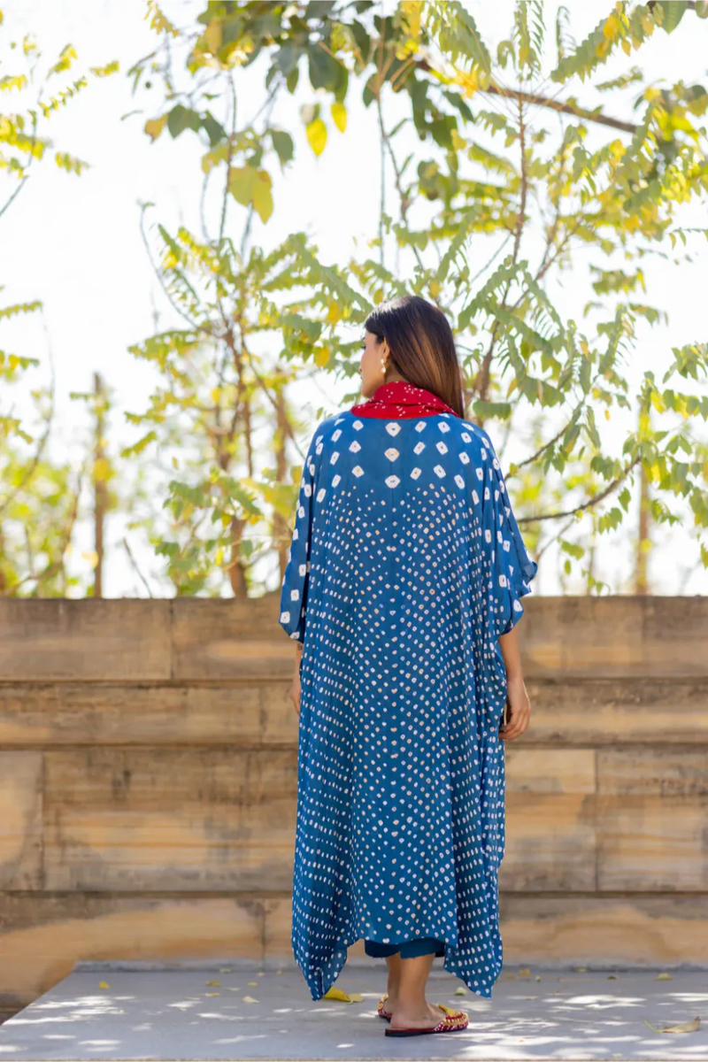 OVERLAP COWL TOP-BLUE2 silk by Dyelogue in blue color for women Worldwide