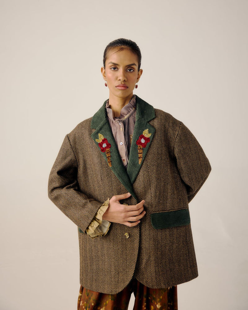OVERSIZED BLAZER-Peony Emb. by CORD for women Worldwide