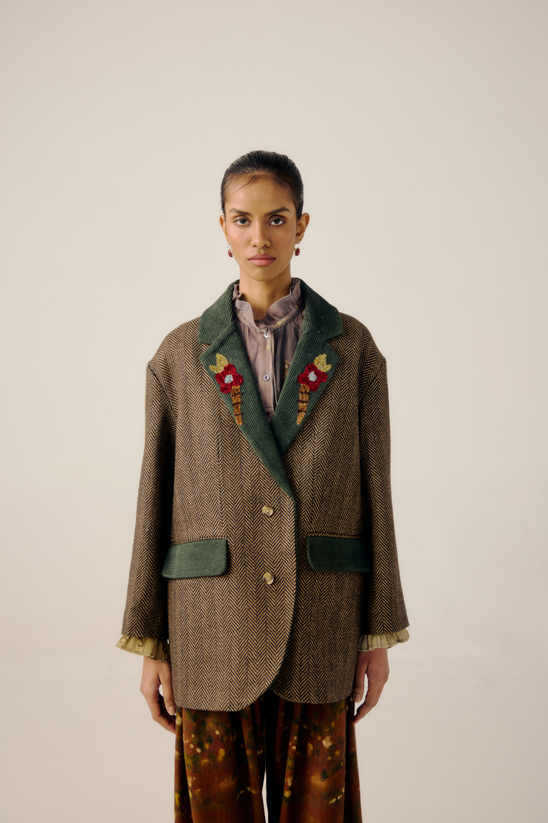 OVERSIZED BLAZER-Peony Emb. by CORD for women Worldwide