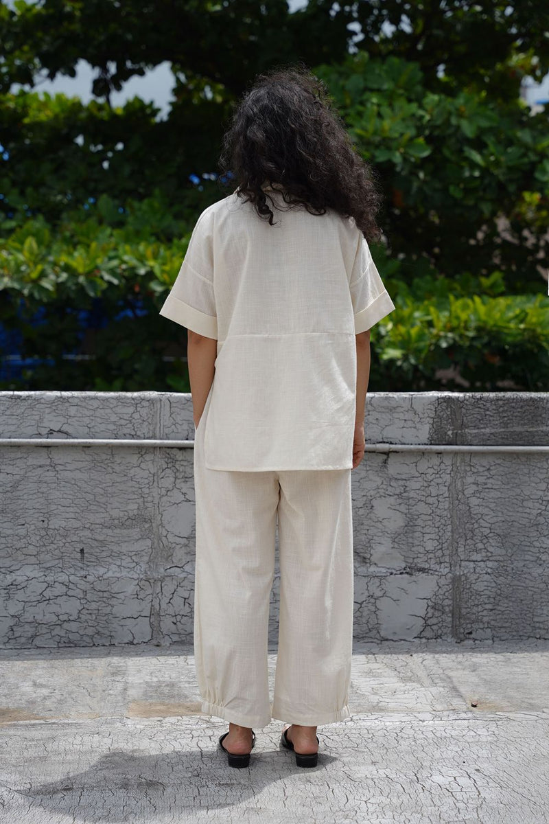 Oatmeal Ekin Shirt & Hera Cotton Co-Ord Set (2 PCS) cotton by Mati for women Worldwide