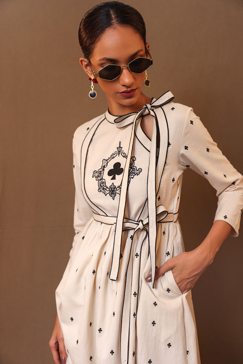 Off-White Club EMB Rakha Tunic Set (2 PCS) 100% cotton by Mati in white color for women Worldwide