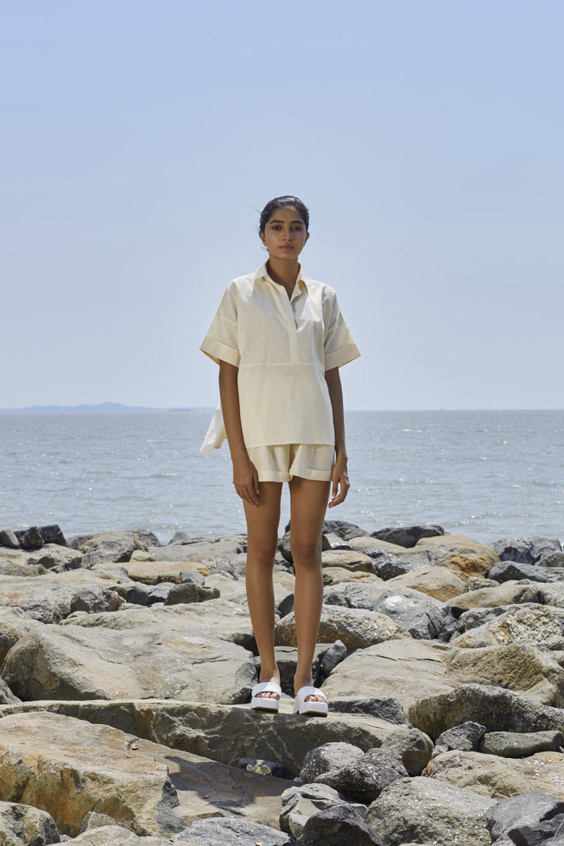 Off-White Ekin Shirt Set Co-ord Sets by Mati in white color for women Worldwide