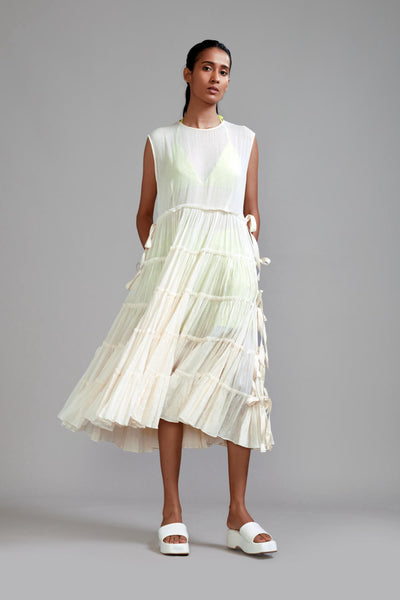 Off-White Tiered Tie Tunic Set (3 PCS)