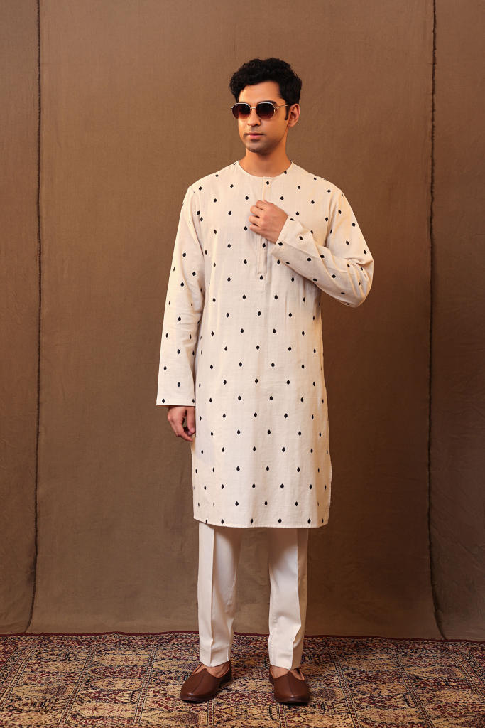 Off-White EMB SB Cotton Kurta