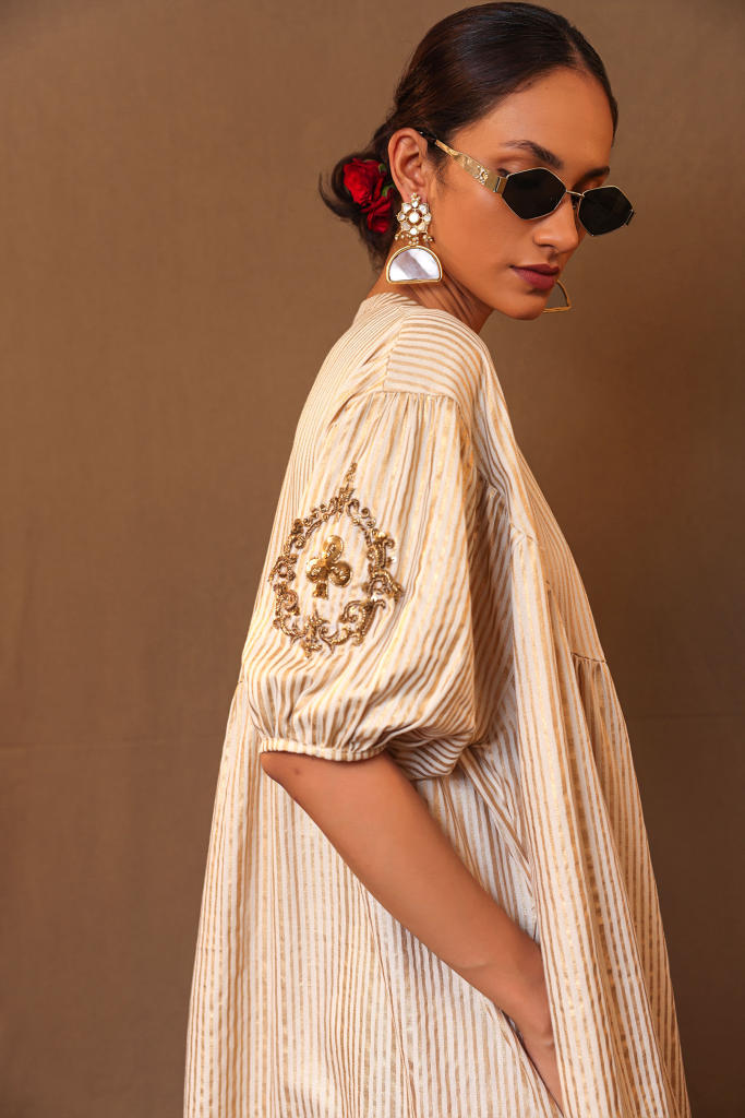 Off-White STR EMB Club Acra Tunic 100% cotton by Mati in white color for women Worldwide